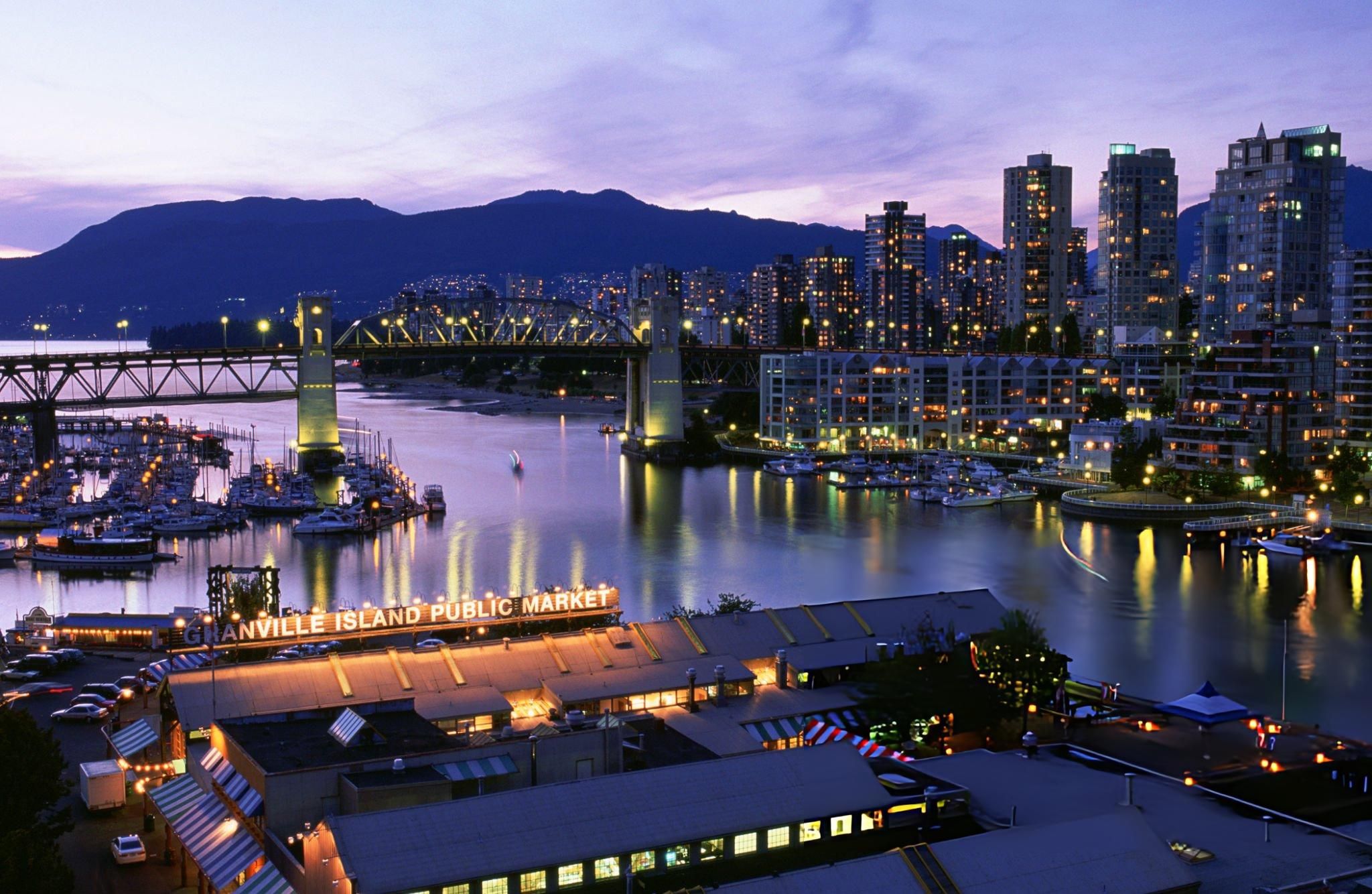 Granville Island public market area and nearby waterfront walking paths