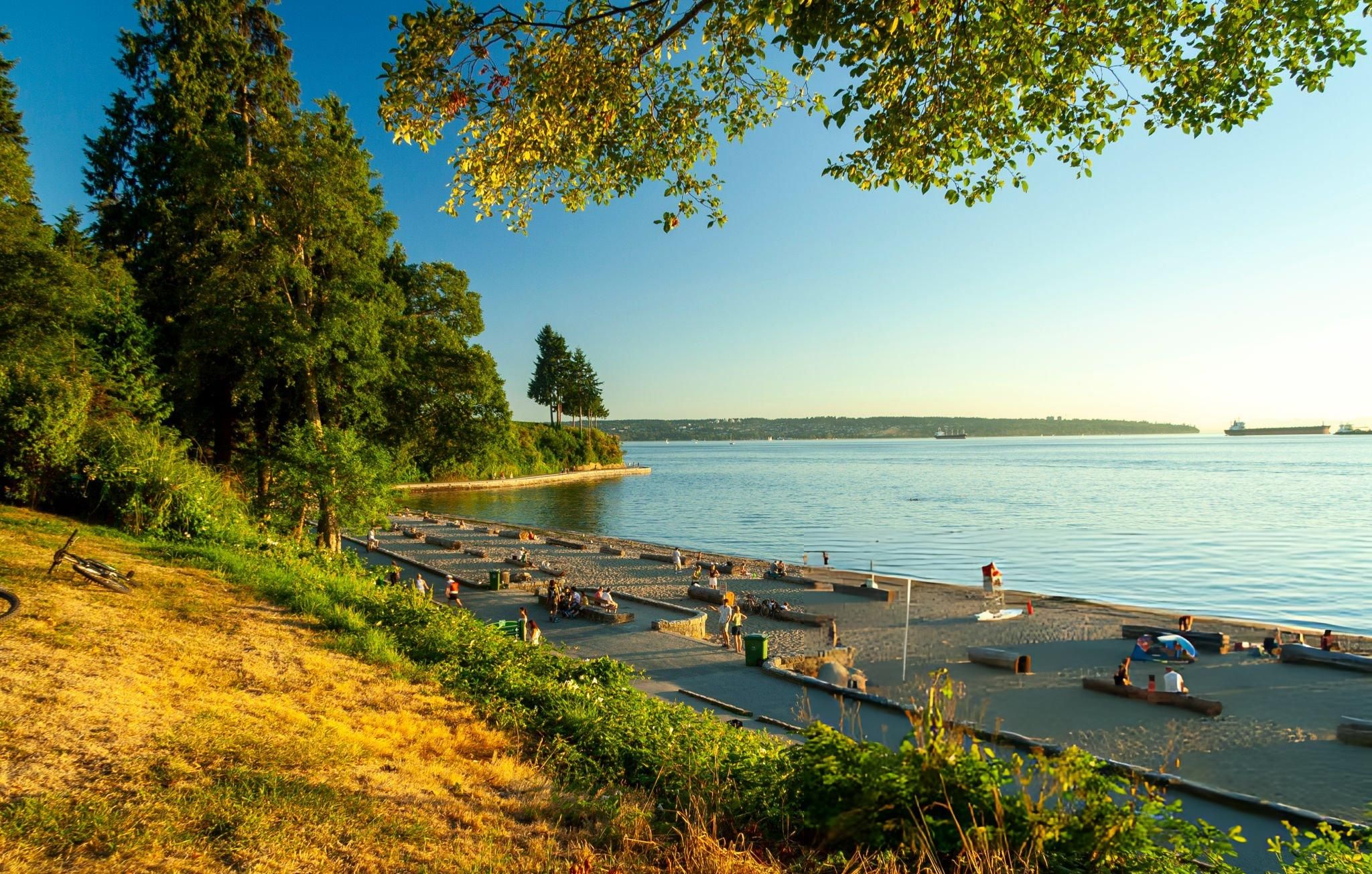 Stanley Park Seawall walking route with ocean views and surrounding forest